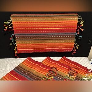 Set of 4 Pier 1 Imports Multi Stripe with Fringe Placemats 14" x 20"
